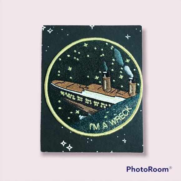 "Im a wreck" STAY HOME CLUB iron on patch embroidered patch for upcycle / repair - Picture 3 of 3